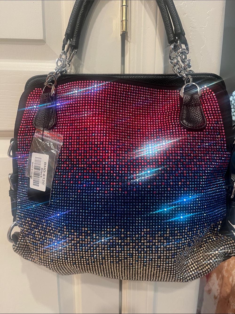 Sparkle Ombre Crystal Shoulder/Crossbody Bag - Red Blue Gold NWT